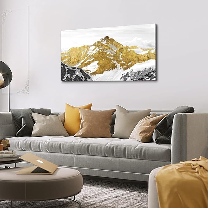 Large Golden Mountain Wall Art Abstract Black and Gold Mountain Wall Decor - Image 6