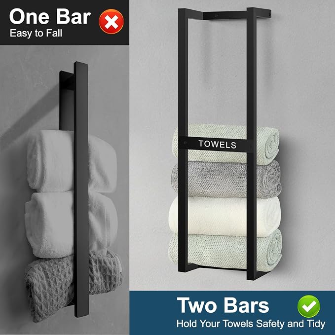 Towel Rack for Rolled Towels, Towel Racks for Bathroom, Wall Mounted 31 inch - Image 4
