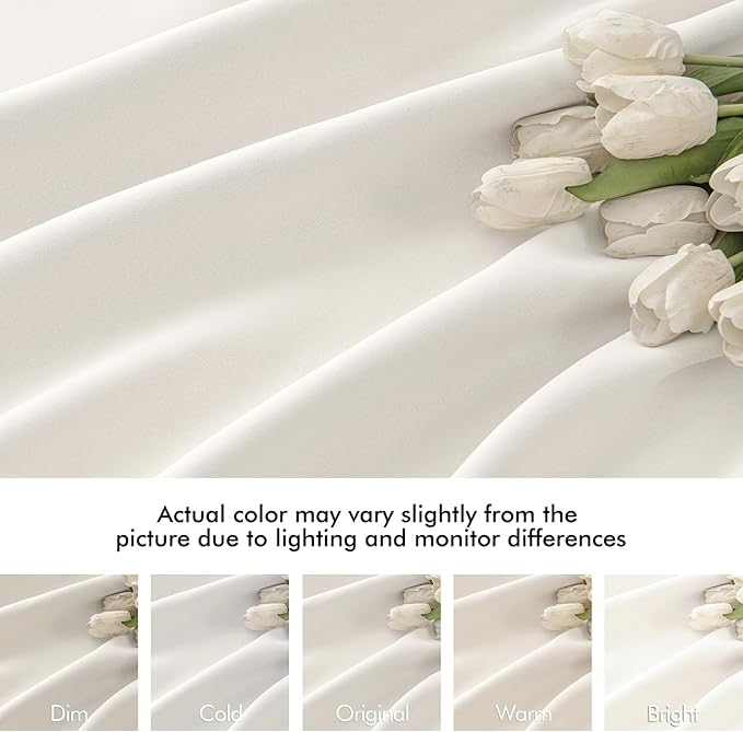 MIULEE Ivory Back Tab Blackout Curtain 96 Inch Long 2 Panels Set - Image 8