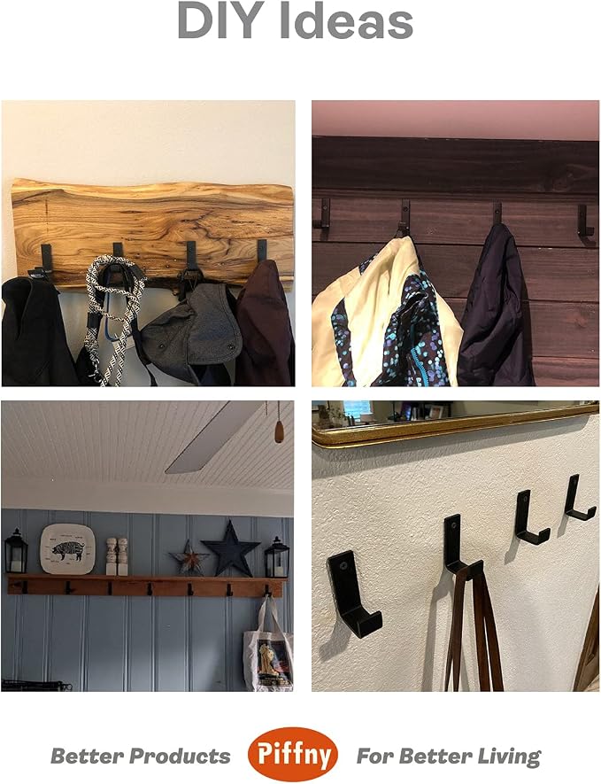 Piffny 6 Pack Heavy Duty Steel Essential Style Wall Hooks - Image 5