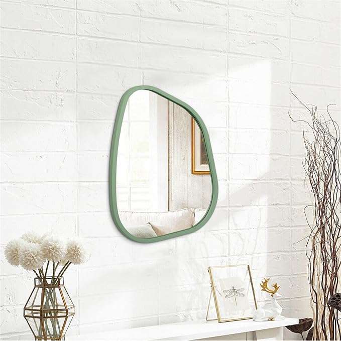 Asymmetrical Mirror for Wall Irregular Wood Frame Modern Unique Wall Mirror - Image 2