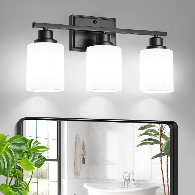 Unicozin 3-Light Bathroom Light Fixtures, Modern Black Vanity Light Over Mirror by Unicozin