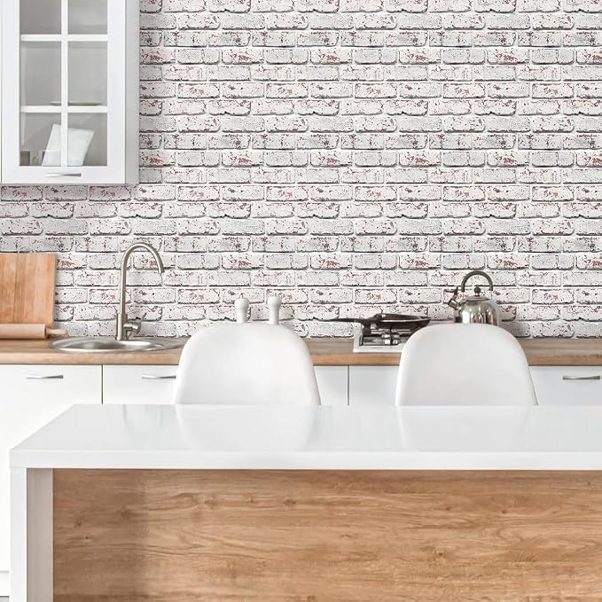 3D Whitewash Brick Wall Panel Peel and Stick - Image 3