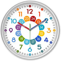 XFM Colorful Kids Wall Clock for Bedroom 14 Inch Round Learning Clock by XFMWallClock