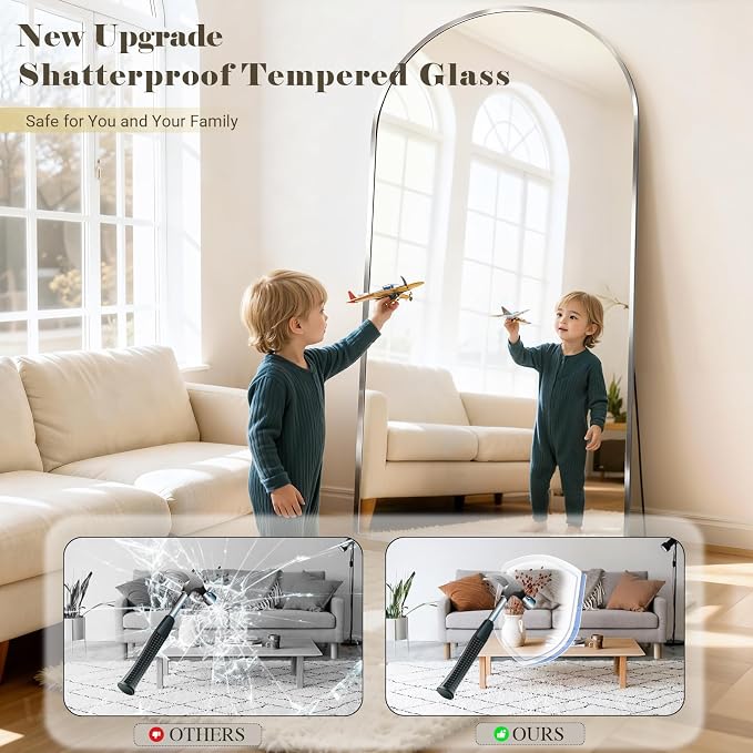 Oversized Full Body Mirror 30x71 inch Arched Full Length Mirror - Image 3