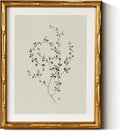 InSimSea Gold Bamboo Framed Canvas Wall Art, Minimalist Floral Botanical by InSimSeaArt