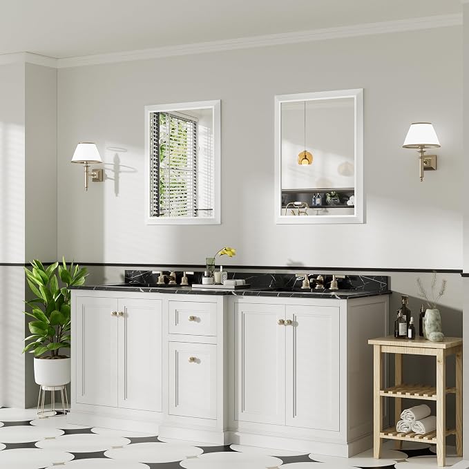 24x32 Inch White Bathroom Mirror - Image 8