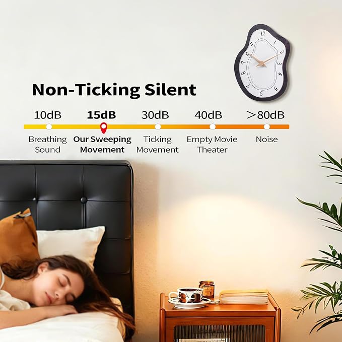 Mid Century Retro Irregular Shape Wall Clock, Silent Non-Ticking Battery - Image 3