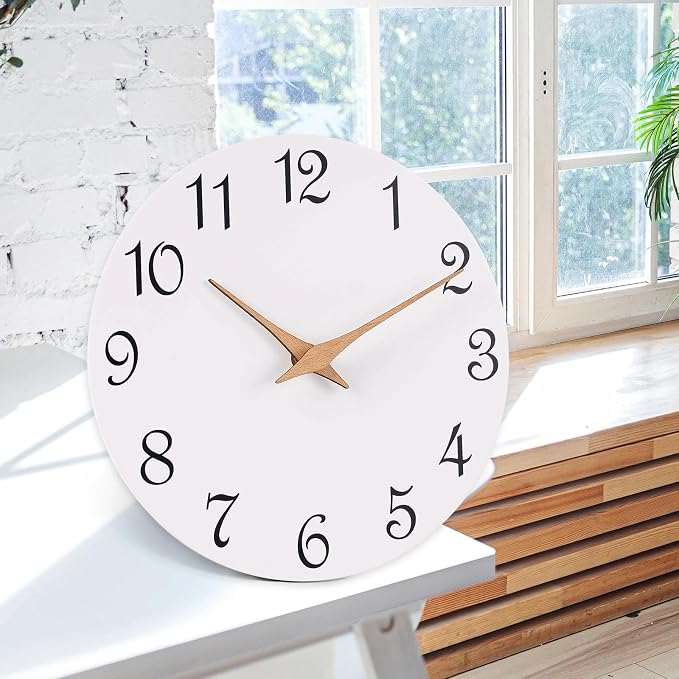 Mosewa Wall Clock White Silent Non Ticking Battery Operated Simple Minimalist - Image 4