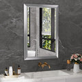 Amorho 24x36 Inch Bathroom Mirror Silver, Thick Metal Framed Wall Mirrors by Amorho