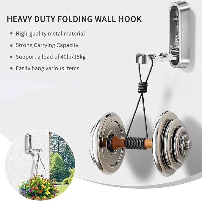 4PCS Foldable Wall Hooks, Flip Down Design - Image 4