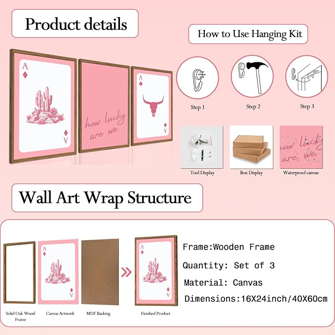 Pink Western Wall Art, How Lucky are We Wall Decor Picture Southwestern Cowgirl - Image 3