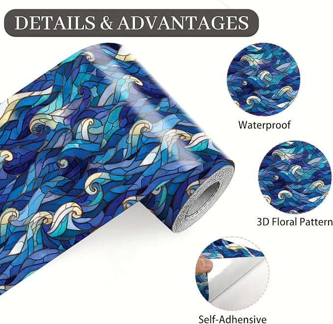 Blue Wave Wallpaper Border 196x4 Inch Peel and Stick Wall Border Self Adhesive - Image 9