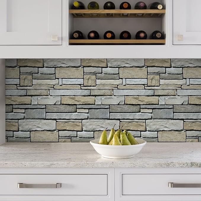 3D Peel and Stick Faux Stone Wall Panels 11.8" x 11.8" 10-Pack, Stone-Look Wall - Image 9