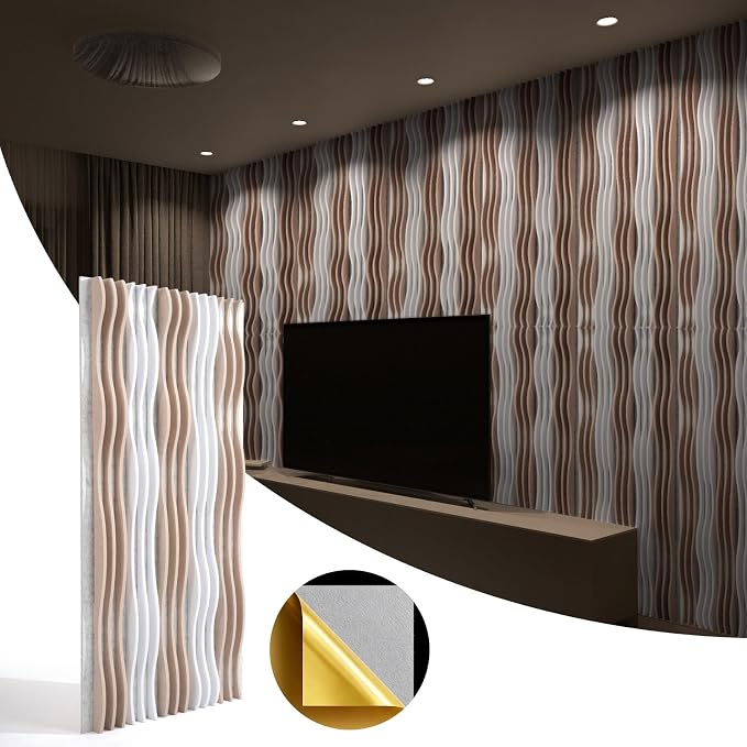 Large Acoustic Wall Panels 47.2"x23.6"x1.57"4-Pack, 3D DIY Wave Sound Proof - Image 2