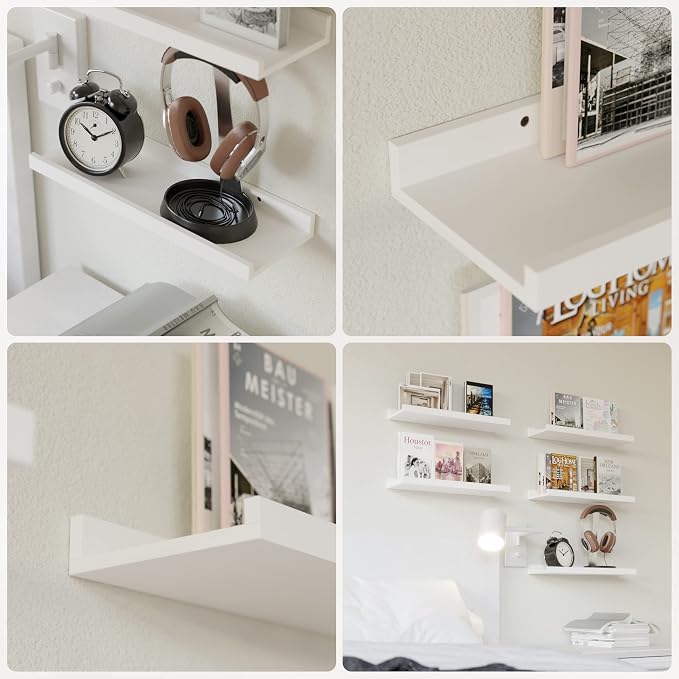 RICHER HOUSE 5 Set White Floating Shelves, Wall Mounted Shelves - Image 5