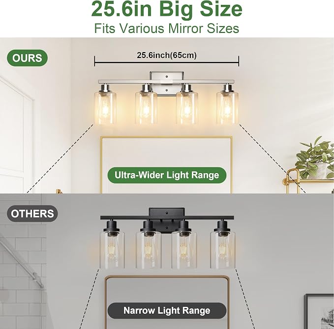 Ascher Bathroom Light Fixtures, 4-Light Vanity Lights - Image 6