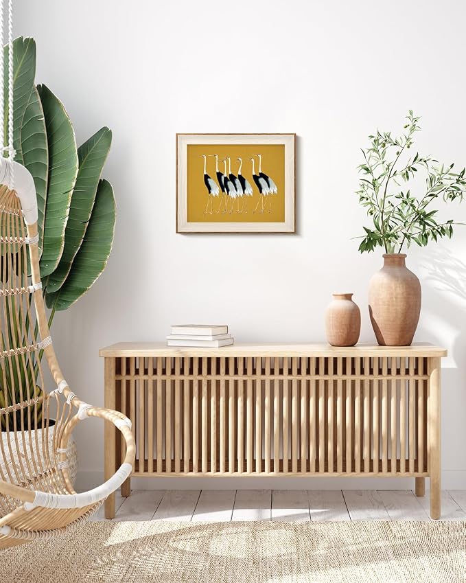 VIYYIEA Framed Wall Art for Living Room, Cranes Canvas Prints, Vintage Home - Image 6