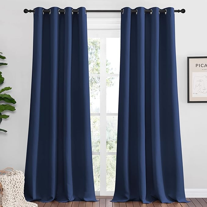 NICETOWN Navy Blackout Curtains 96" Long by NICETOWN