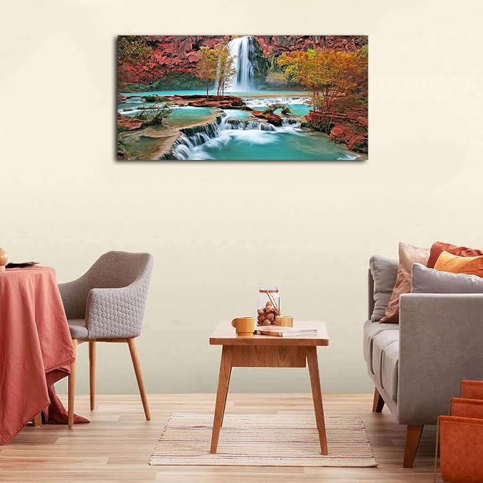 Tropical Forest Wall Art for Living Room Nature Waterfall Landscape Pictures - Image 3