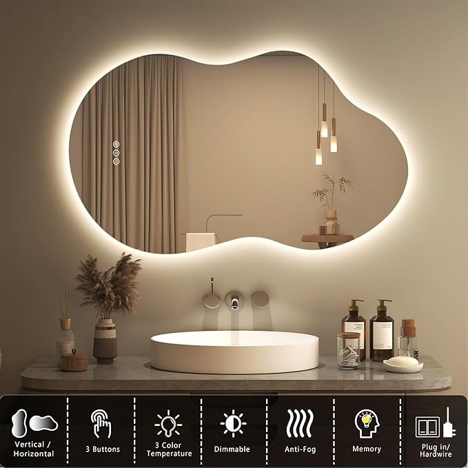 SMIROR Irregular Backlit Bathroom Mirror - Image 3