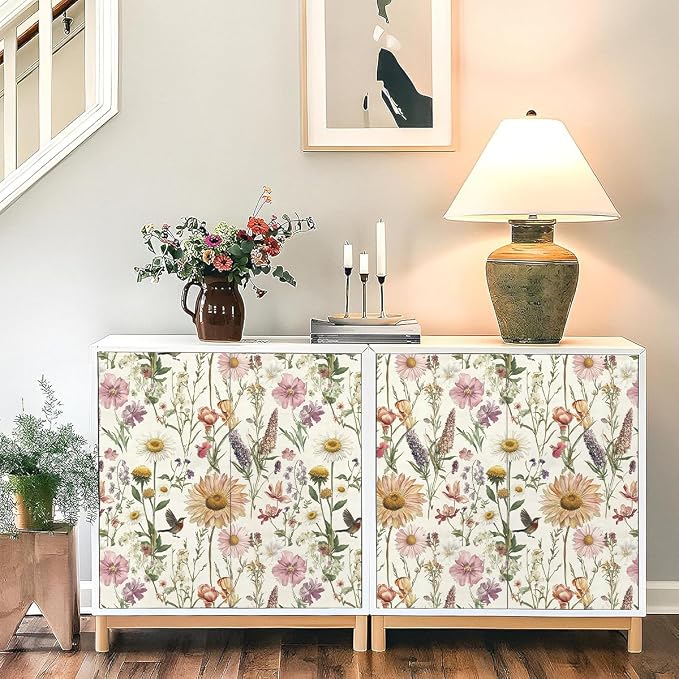 Livebor Floral Peel and Stick Wallpaper Floral Bird Contact Paper 16.9inch x - Image 2