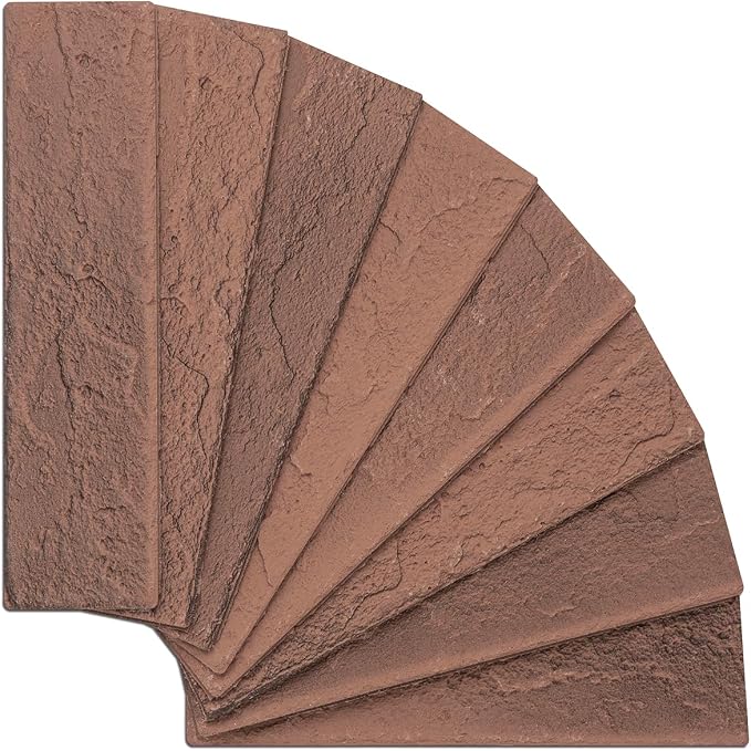 100 Vintage Brown/Red Faux Brick Wall Tiles, 3D Thin Brick Veneers - Image 3