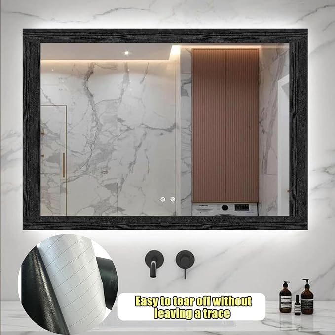 Teemall 10M Black Wood Grain Removable PVC Waterproof Border Wall Decor - Image 7