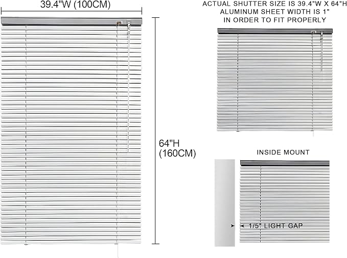 YIIBAII Mini Blinds Suitable for 40" W x 64" H Windows 1" Aluminum Horizontal - Image 6