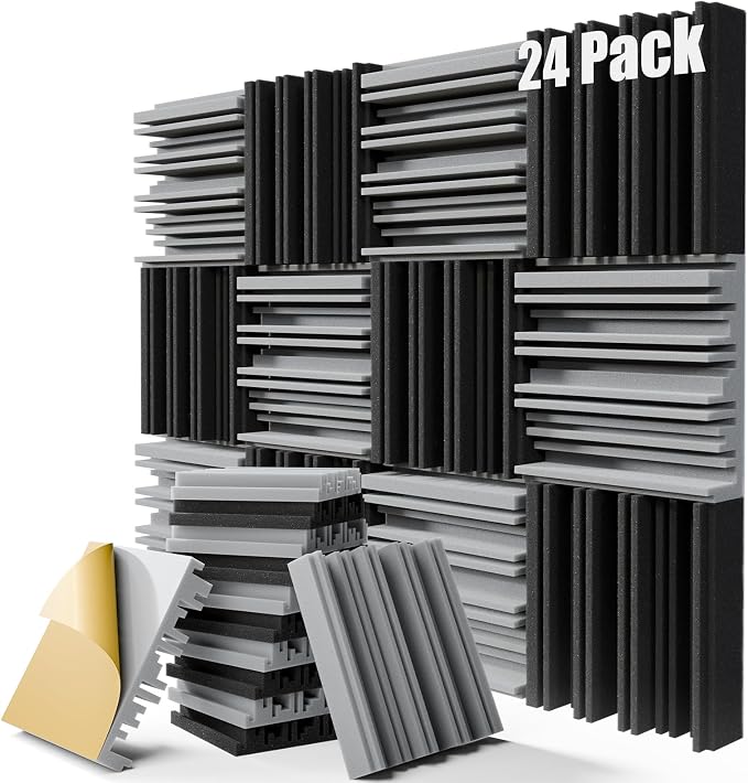 Upgrade 24 pack Self-adhesive Sound Proof Foam Panels, Decorative Soundproof by ZELMINE