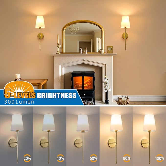 NIORSUN 25.4 inch Battery Operated Wall Sconce Set of 2, 9 Colors Wireless - Image 5