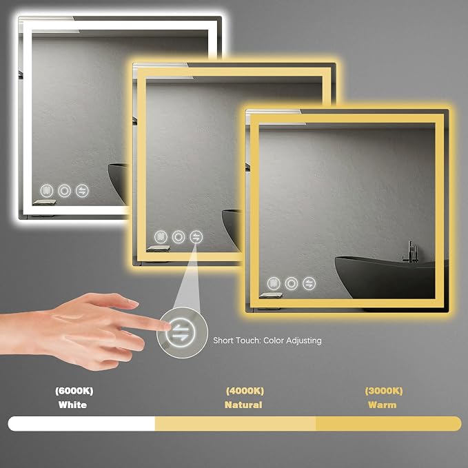 Memobarco LED Bathroom Mirror 24"x 24" - Image 4