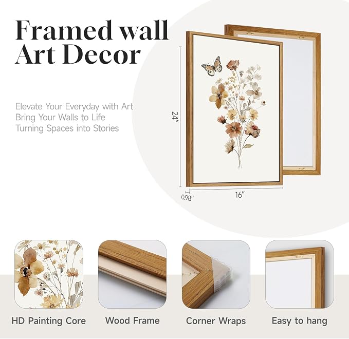 Framed Vintage Wildflower Canvas Wall Art - Image 9