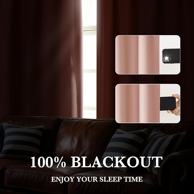 RYB HOME 100% Blackout Basement Curtains 30 inches Long, Heat & UV Blocking - Image 5