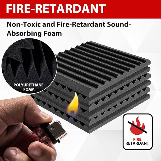 FONESO Acoustic Panels, High Density Soundproof Foam Panels, Fire Resistant - Image 4