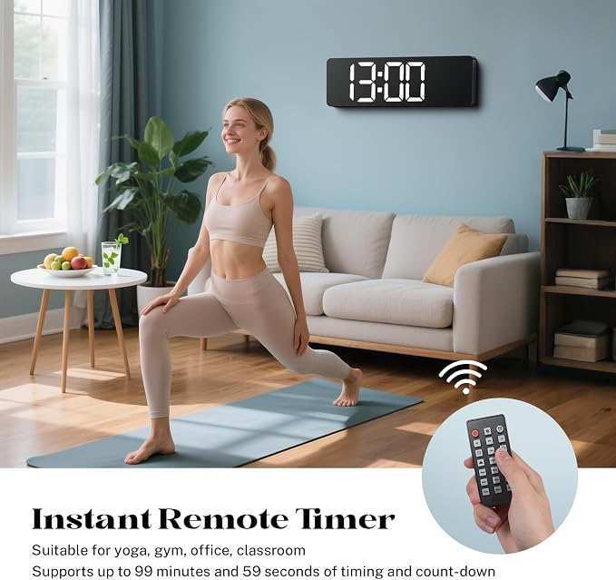 Digital Wall Clocks for Classroom, Temperature, Night Light for Living Room - Image 6