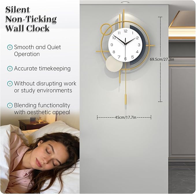 Large Wall Clocks for Living Room Decor Modern Wall Clock Battery Operated - Image 4
