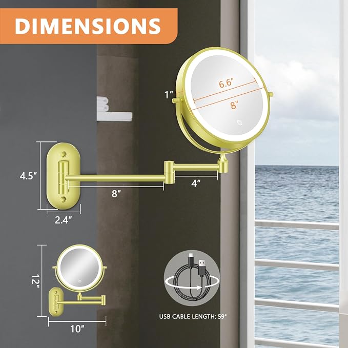 Auxmir 1X/30X Wall Mounted Makeup Mirror - Image 8