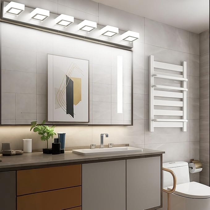 Ralbay Brushed Nickel Bathroom Vanity Light Metal Acrylic Modern LED Bathroom - Image 4