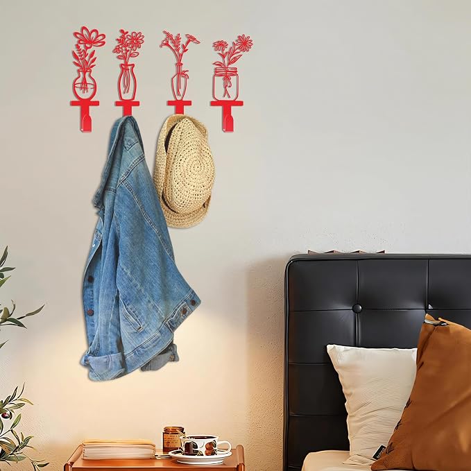 Decorative Wall Hooks, Metal Flowers Wall Decor - Image 5