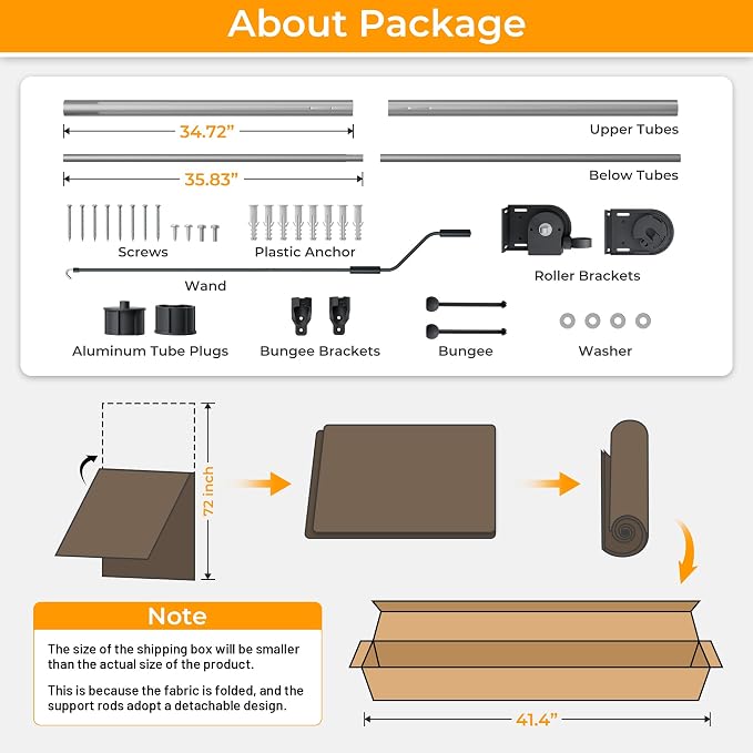HOMEDEMO Outdoor Roller Shades for Patio, Sun Roller Shade Cloth Roll Blinds - Image 6