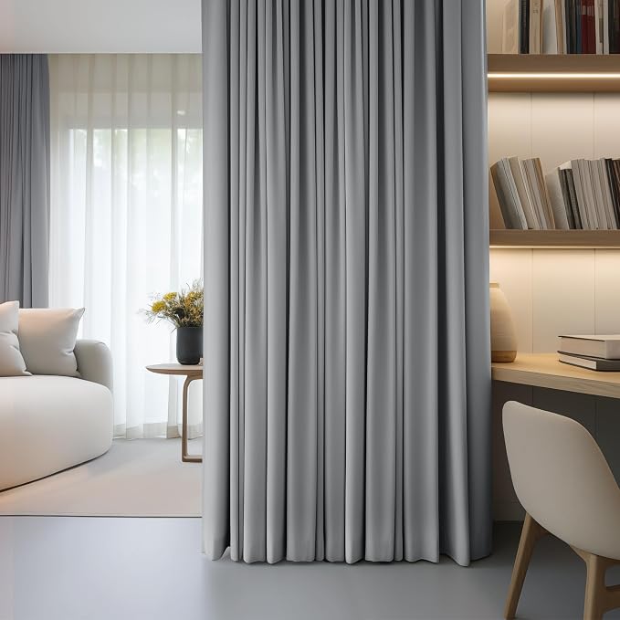 FMFUNCTEX 100% Dark Grey Blackout Patio Sliding Glass Door Curtains 84 inch - Image 3