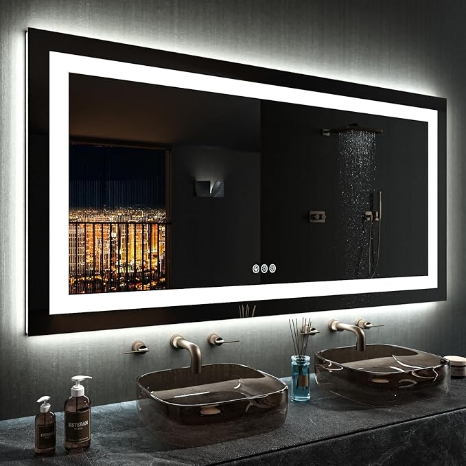 LOAAO 55X30 Inch RGB LED Bathroom Mirror by LOAAO