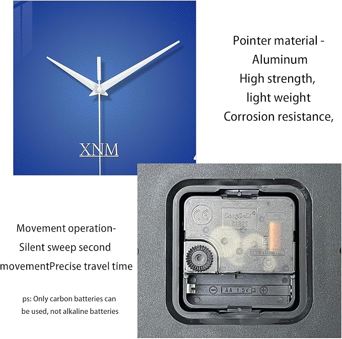 XNM Large Blue Glass Clocks Battery Operated 20 Inch Modern Minimalist Wall - Image 7