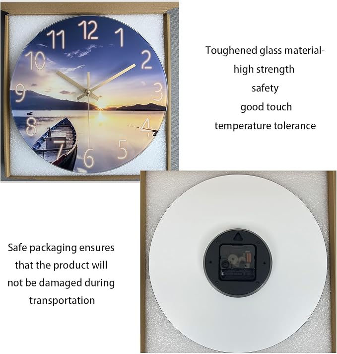 Kitchen Wall Clocks Battery Operated 12 Inch Sunset Decorative Small Wall Clock - Image 6