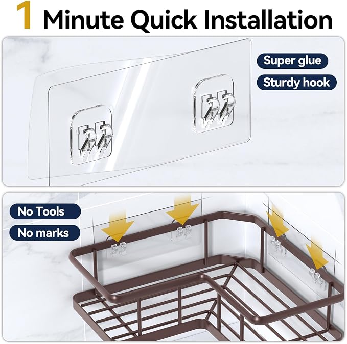 YASONIC Shower Caddy Corner, No Drilling Shower Organizer Corner - Image 6