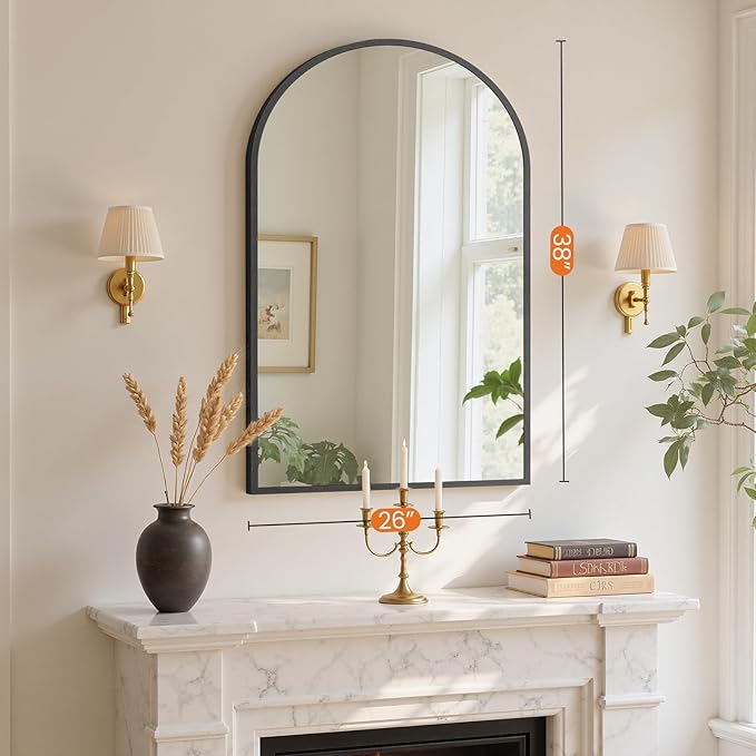 Sweetcrispy 26.5"x38" Arched Black Bathroom Vanity Mirror - Image 4