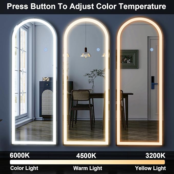 GLSLAND 20"x56" Arched LED Full Length Mirror - Image 4
