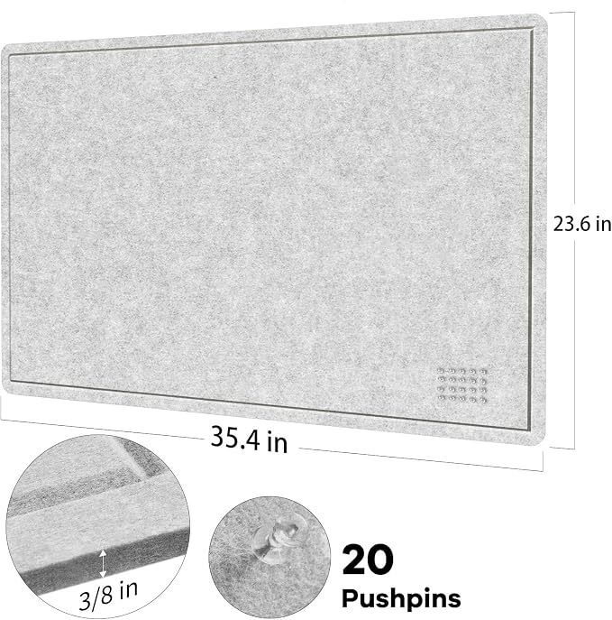 Lightomorrow Bulletin Board, 36 x 24 inches Felt Board - Image 3