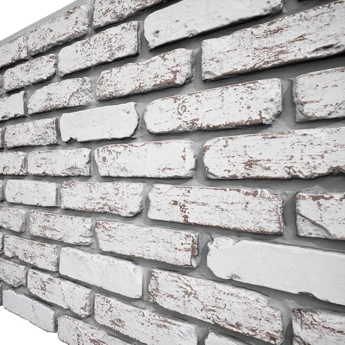 EverStone Aged Brick Faux Brick Panel, 46 7/8"W x 27"H x 1 1/4"D, Rustic White - Image 7